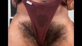Sweat DRENCHED Panty Tease: Hairy Ebony 1080p