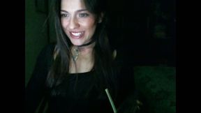 Sexy Babe Sticking Her Tongue out in the Dark