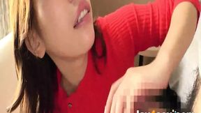 Captivating Asian Cutie Engulfs on Boyfriend's Sweater