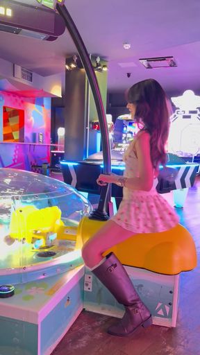 Girl on a mechanical bull