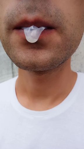 I Found Used Condom at Car Park so I Eat Cum, Chew It and Use Condom Like Bubble Gum
