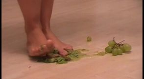 Blonde trampling food while home alone