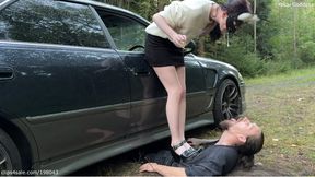 Dirty heels worship, belly trampling and exhaust breathing
