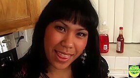 Slutty Asian Puts A Big Black Cock In Her Tight Pussy On The Kitchen Table