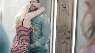 Tattooed pervert easily convinced his blonde stepsister into fucking him