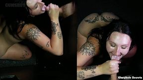 Raven Vice Takes 11 Gloryhole Loads, Dirty Mouth Full of Cum