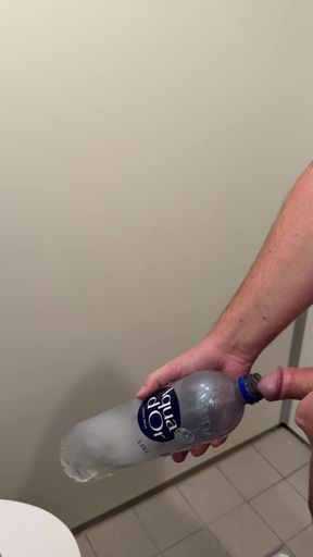 Pissing in a water bottle, almost 1 liter