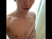 (Risky) Hot stud Masturbate in Shower at the Gym /BIG DICK (23cm)/Huge load