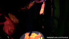 Blacklight tease and BTS with busty Natasha Nice