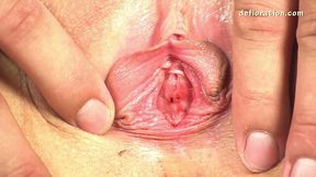 Breathtaking virgin Anfisa Bogdanova flicks her bean and shows hymen closeup