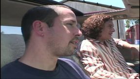 Redhead babe double penetrated in a lake