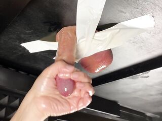 Milking Table 4K *Duct taped his nuts and this guy cums in my throat*