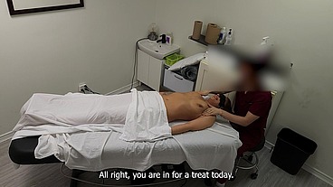 Rita, white MILF came with her husband for a couple's massage, but ended up getting my cock inside of her during her massage.