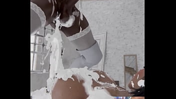 Double Ebony Transgender Cock 2B Cums Hard While Riding Tifa&rsquo_s Fat Cock