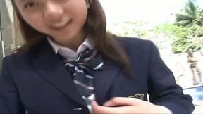 Asian college student gets rid of uniform for posing on cam