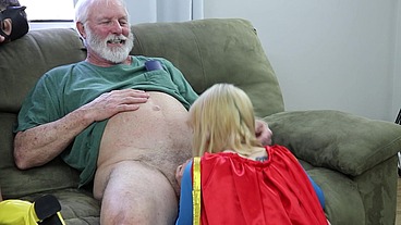 SGBG2-1) Batgirl (Monica Sexxxton) and Supergirl (Karlee Paige) in a Fuck and Suck Superheroine Threesome Girl-Girl Orgy
