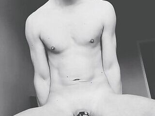 cock caged in black and white