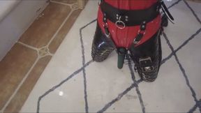 Black and red latex bunny girl