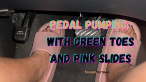 Pedal Pumping With Green Toes and Pink Slides