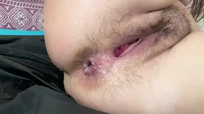 Fisting in Pussy and Big Cock in Anal Squirt Orgasm. Amateur Anal Hairy Pussy Orgasms From a Dick in Her Ass.