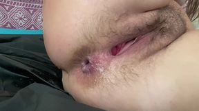 Fisting in Pussy and Big Cock in Anal Squirt Orgasm. Amateur Anal Hairy Pussy Orgasms From a Dick in Her Ass.