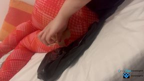 Anal masturbation with leggings
