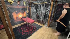 Master and submissive explore BDSM in the dungeon