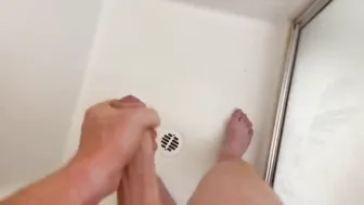 Desi twink strokes his big cock in the shower
