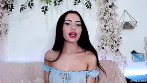 Hot like fire alone brunette in blue lingerie is into sensual masturbation