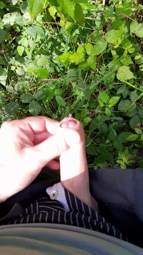 Pissing in the forest after a quick wank