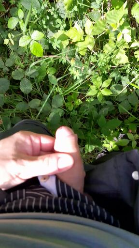 Pissing in the forest after a quick wank