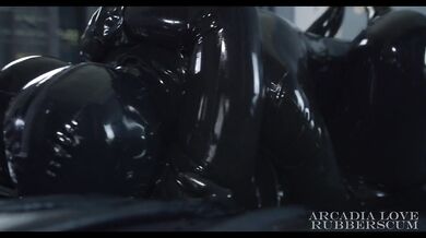 Hot and Heavy Rubber: Shined Catsuits, Spit, Tongue kissing, Messy Blowjob