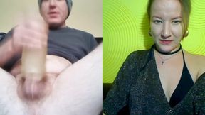 Hot girl records and watches white boy stroking cock part 2