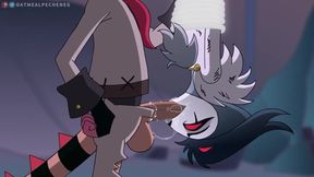 Stolas gets his thick cock deep throat worshipped in Helluva Boss blowjob