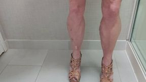 Tempest in tan cut out wedges and thong