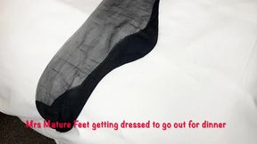 Mrs Mature Feet getting dressed to go out