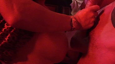 Squatting over him, Cindy feels her pussy fill with thick cock while she rubs and fingers Elena