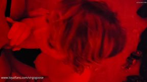 Slutty brat gets on knees to suck her doms dick