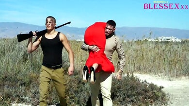 Spanish brunettes dnis martin & magic javi meet for intense outdoor encounter on the street