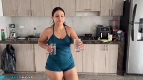 Fit Latina with Big Ass and Tight Pussy Gets Big Load After the Gym