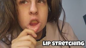 Extreme Lip Stretching - Pulling Bottom Lip as Far as Possible