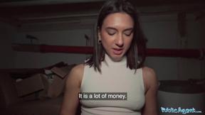 ”Brunette College Girl Cums on Stranger's Prick”