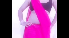 Desi Crossdresser in Saree dancing