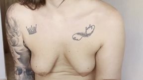 Amateur GF sucks cock and shows big tits