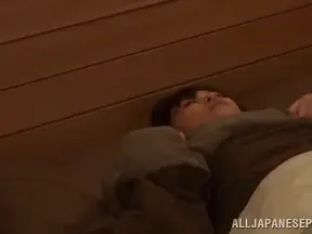 Seductive Hairy Pussy Foxy Japanese Babe Giving Endearing Blowjob