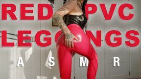 Relaxing PVC ASMR Crinkles and triggers: Red PVC Leggings & Black Bodysuit Sensory Overload