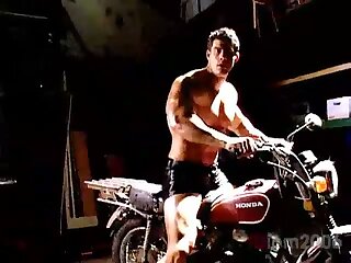 Zeb Atlas Stripping, Flexing, Posing, and Jacking Off On A Motorcycle