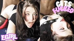 Sexy Ahegao girl gets doggystyle and missionary fucked