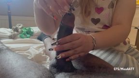 Interracial BBC Jerk Off - Long Nail Handjob and Pungent Slippers Stroke 8inch BBC Into Bliss Ft EliteFeetStreet (1080p version)