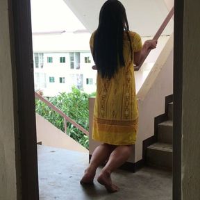 Solo masturbate in Dress set yellow 2